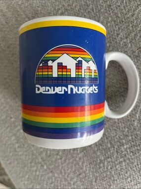 Vintage Denver Nuggets Basketball rainbow skyline Tetris coffee mug  80s 90’s